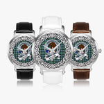 Melville Scottish Clan Tartan Crest Badge Silver Automatic Watch Size 46mm