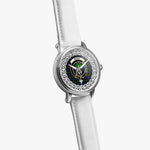 Mowat Scottish Clan Tartan Crest Badge Silver Automatic Watch Size 46mm