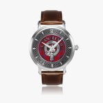 Clan Leslie Crest & Tartan Knot Sterling Silver Unisex Automatic Watch (Silver) Size 46mm