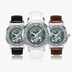 MacInnes Scottish Clan Tartan Crest Badge Silver Automatic Watch Size 46mm