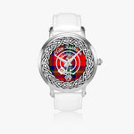 Scottish Ruthven Clan Tartan Crest Badge Silver Automatic Watch Size 46mm