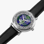 Scottish Strachan Clan Tartan Plaid Crest Badge Silver Automatic Watch Size 46mm
