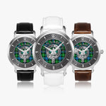 Clan Lamont Crest & Tartan Knot Sterling Silver Unisex Automatic Watch (Silver) Size 46mm