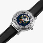 Hutton Scottish Clan Tartan Crest Badge Silver Automatic Watch Size 46mm