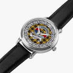MacLeod Scottish Clan Tartan Crest Badge Silver Automatic Watch Size 46mm