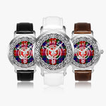 Scottish Fraser of Lovat Clan Tartan Crest Badge Silver Automatic Watch Size 46mm