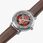 Scottish Drummond Clan Tartan Crest Badge Silver Automatic Watch Size 46mm