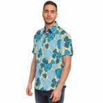 Men Hawaiian Shirt Cliff Hanger Hawaiian Monstera Leaf Blue Men Short Sleeve Shirt