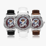 Fraser of Lovat Scottish Clan Tartan Crest Badge Silver Automatic Watch Size 46mm