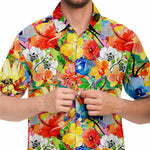 Men Hawaiian Shirt Abstract watercolor Flowers Hibiscus Hawaiian Men Short Sleeve Shirt