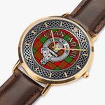 Clan Adair Crest & Tartan Knot Sterling Silver Selling Ultra-Thin Leather Strap Quartz Watch (Rose Gold With Indicators)