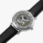 Pollock Scottish Clan Tartan Crest Badge Silver Automatic Watch Size 46mm