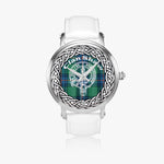 Shaw Scottish Clan Tartan Crest Badge Silver Automatic Watch Size 46mm