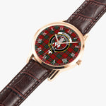 Scottish MacLean Family Crest Quartz Watch With Leather Strap - Tartan Watch Instafamous Quartz Leather Strap Plaid Watch