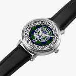 Scottish Johnstone Clan Tartan Crest Badge Silver Automatic Watch Size 46mm