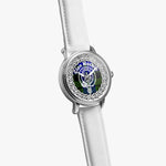 Scottish Mackie Clan Tartan Crest Badge Silver Automatic Watch Size 46mm