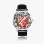 Scottish Heron Clan Tartan Crest Badge Silver Automatic Watch Size 46mm