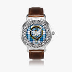 Roberton Scottish Clan Tartan Crest Badge Silver Automatic Watch Size 46mm