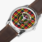 Scottish Buchanan Modern Watch Tartan Crest Leather Strap Classic Plaid Watch