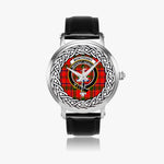 Monypenny Scottish Clan Tartan Crest Badge Silver Automatic Watch Size 46mm