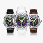 Gillon Scottish Clan Tartan Crest Badge Silver Automatic Watch Size 46mm