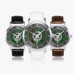 Clan Kinnear Crest & Tartan Knot Sterling Silver Unisex Automatic Watch (Silver) Size 46mm