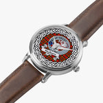 Hepburn Scottish Clan Tartan Crest Badge Silver Automatic Watch Size 46mm