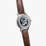 Shaw Of Tordarroch Scottish Clan Tartan Crest Badge Silver Automatic Watch Size 46mm