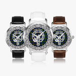 Scottish Gunn Clan Tartan Crest Badge Silver Automatic Watch Size 46mm