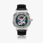 Young Scottish Clan Tartan Crest Badge Silver Automatic Watch Size 46mm