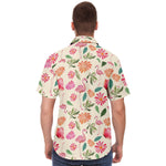 Men Hawaiian Shirt Cute Tropical Pink Flamingo Floral Hawaiian Men Short Sleeve Shirt