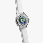 Scottish Strachan Clan Tartan Crest Badge Silver Automatic Watch Size 46mm
