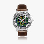 Spottiswood Scottish Clan Tartan Crest Badge Silver Automatic Watch Size 46mm