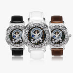 Dennistoun Scottish Clan Tartan Crest Badge Silver Automatic Watch Size 46mm