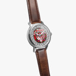 MacAlister Scottish Clan Tartan Crest Badge Old Silver Automatic Watch Size 46mm