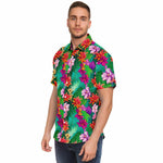 Men Hawaiian Shirt Colorful Tropical Flowers Hawaiian Men Short Sleeve Shirt