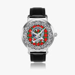 Maclaine Scottish Clan Tartan Crest Badge Silver Automatic Watch Size 46mm