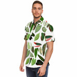 Men Hawaiian Shirt Botanical Watercolor Vintage Greenery Leaves Hawaiian Men Short Sleeve Shirt