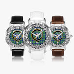 Haliburton Scottish Clan Tartan Crest Badge Silver Automatic Watch Size 46mm