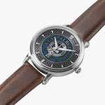 Clan Fergusson Crest & Tartan Knot Sterling Silver Unisex Automatic Watch (Silver) Size 46mm