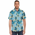 Men Hawaiian Shirt Cliff Hanger Hawaiian Monstera Leaf Blue Men Short Sleeve Shirt