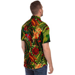 Men Hawaiian Shirt Antique Tropical Parrots Jungle Pattern Hawaiian Men Short Sleeve Shirt