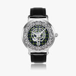 Scottish Fergusson Clan Tartan Crest Badge Silver Automatic Watch Size 46mm