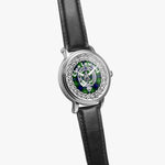 Scottish Lamont Clan Tartan Crest Badge Silver Automatic Watch Size 46mm