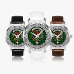 Halkerston Scottish Clan Tartan Crest Badge Silver Automatic Watch Size 46mm