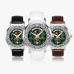 Spottiswood Scottish Clan Tartan Crest Badge Silver Automatic Watch Size 46mm