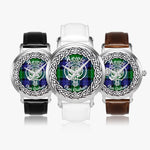 Howie Scottish Clan Tartan Crest Badge Silver Automatic Watch Size 46mm