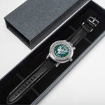 Scottish Urquhart Clan Tartan Crest Badge Silver Automatic Watch Size 46mm