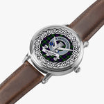 Malcolm Scottish Clan Tartan Crest Badge Silver Automatic Watch Size 46mm