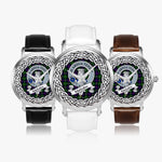 Malcolm Scottish Clan Tartan Crest Badge Silver Automatic Watch Size 46mm